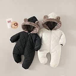 OLEKID Autumn Winter Baby Boy Romper Fleece Plus Velvet Hooded Baby Boy Jumsuit 0-2 Years Toddler Boy Overalls Infant Snowsuit