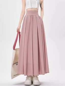 Solid Color Suit Skirt High Waist Medium Length Pleated Skirt Fashionable Versatile A-line Umbrella Skirt Spring Summer New