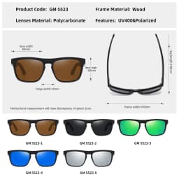 Polarized 100% Natural Wooden Sunglass Frame Bamboo Black Sunglasses Men's UV Protection Luxury Vintage Sunglasses