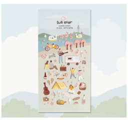 Korean Import Suatelier Cute Spring Sakura Outing Travel Stickers DIY Scrapbooking Diary Stationery Stickers School Supplies
