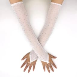 50cm Women Rhinestone Mesh Hook Finger Long Gloves Sexy Party Transparent Breathable Fingerless Gloves Elasticity Arm Sleeves