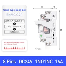 ENMG G2R-1 Ultra-Slim Electromagnetic Intermediate Relay DC24V 2NO 2NC DIN Rail Mount Industrial Automation Control Module Rail