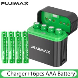 PUJIMAX 1.5V AAA 1100mWh Rechargeable Lithium-ion Battery With Smart Battery Charger SET Batteries Individually Available