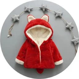 Cute Cat Ears Plush Baby Jacket Christmas Princess Girls Coat Autumn Winter Warm Hooded Children Outerwear Toddler Girl Clothes