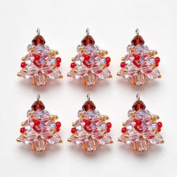 6PCS/SET Winter Christmas Tree Charms Beaded Crystal Glass Handmade Woven for Earrings and Necklace Diy Making Jewelry Gifts