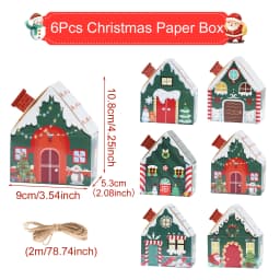 6/28PCS Christmas Paper House Shape Pendants Xmas Tree Christmas Decorations For Home 2024 Navidad Natal New Year Gifts 2025