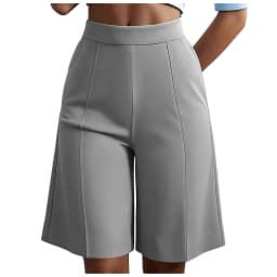 Summer New Work Straight Shorts Women's Workwear High Waist Solid Casual Knee Length Pants Office Lady Classic Loose Shorts