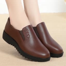 3cm Comfortable Deep Mouth Soft Leather Shoes Women Loafers Spring 2024 Flat Platform Footwear Mother Work Shoes Soft Bottom