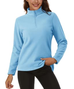 TACVASEN Stand Collar 1/4 Zip Fleece Pullover Womens Outdoor Sports Casual Tops Autumn Winter Lightweight Soft Warm Sweatshirt