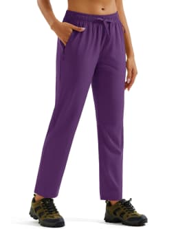 TACVASEN Womens Hiking Pants Lightweight Quick Dry UPF 50 Travel Pants Water Resistant Elastic Waist Golf Pants With Zip Pockets