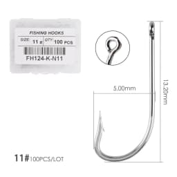 100pcs Silver Hooks High Carbon Steel Big Long Shank Fishing Hooks Sea Pint Hook Fishhook Set with Eyes Barb Fishing Accessories
