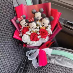 Catoon Micky Mouse Minnie Plush Doll Toy With Flowers Creative Handmade Bouquet Valentine Christmas Graduation Gift For Kids