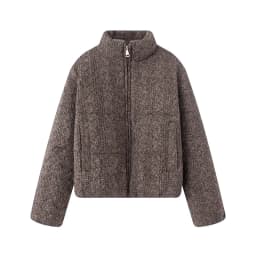 Women's Knitted Puffer Jacket, High Neck Zip-Up Short Coat, Warm Winter Outerwear with Multiple Colors