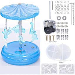 DIY Resin Mold 3D Carousel Horse Rotating Music Box Silicone Resin Epoxy Casting Mould Jewelry Box for DIY Craft Home Ornament