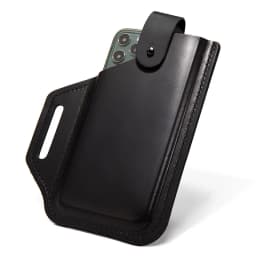 Leather Belt Phone Pouch, Leather Cell Phone Holster, Universal Leather Phone Case with Belt Loops, for Men and Women Large Coff