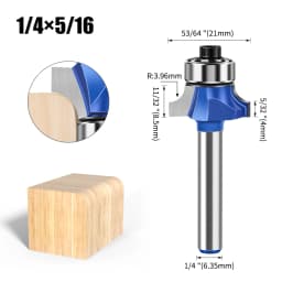 1/4 Inch Shank 6mm Shank Blue Roundover Router Bit Set Carbide Wood Router Bits for Woodworking