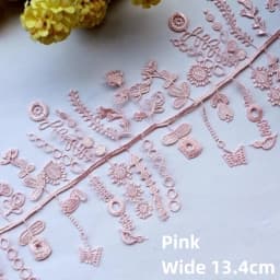Lace Tassel Trims for DIY, Handmade Necklace Pendant, Pink, White Flowers, Leaves, Home Sofa Curtain Skirt, RS3031