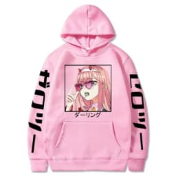 Harajuku Anime Darling In The Franxx Zero Two Graphic Print Hooded Men Women Hoodies Casual Sweatshirt Female Trendy Pullover