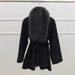 High End Winter Woman Wool Coats Double Face Cashmere Coat with Real Fur Collar And Belt Luxury Ladies Jacket Warm Clothing Fall