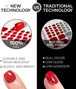 16/20/22Tips Semi-Cured Gel Nail Patch Adhesive Sliders Long Lasting Full Gel Nail Stickers DIY Manicure Harden In UV Lamp Need