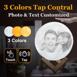 ZK20 Customized Photo Moon Lamp Personalized Kids Wife's Gifts Night Light USB Charging Tap Control  2/3 Colors Lunar Light