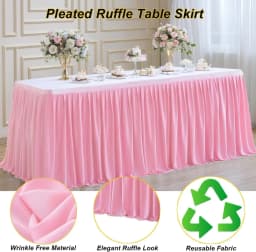 Polyester Table Skirt for Rectangle Tables Wrinkle Resistant Pleated Ruffle Table Cloth for Banquet, Wedding, Gift Dining Table