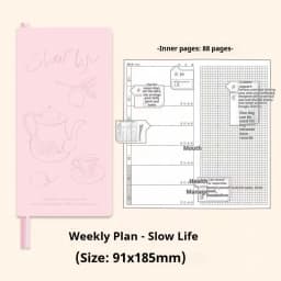 Kinbor Original Undated Weekly Planner, Illustrated Hardcover Journal with Two Pages Per Week, Portable To-Do List Notebook Slim