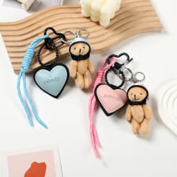 New 1PC Cute Helmet, Bear Pendant, Bag Accessory, Motorcycle Bear Doll, Keychain, Small Pendant