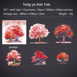 JIANWU 10 Sheets Tree Shadow Shakes Leaves Series Landscaping Shell Light PET Sticker Creative DIY Journal Collage Stationery