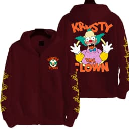The Simpsons Krusty the Clown Men's Anime Zipper Hoodie Outdoor New Women's Sportswear Autumn/Winter Fashion Couple Cartoon Top