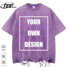 Custom Your Logo Print Summer Cool Snow Wash T-Shirt Cotton Casual Loose Short Sleeve Fashion Retro Tee Soft Couple Streetwear