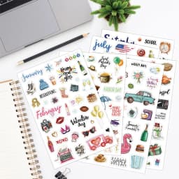 210 Cartoon-themed Planner Stickers English Schedule Management Labels Daily Journal Decorations Holiday-themed Index Tabs