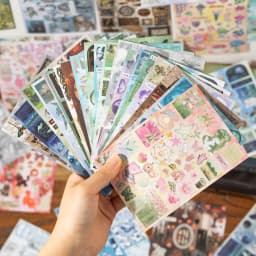 30/60 Sheets Cute PET Die cut Stickers book Retro Cartoon Handmade Scrapbooking Handbook Material Phone Stickers Kids Gift