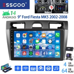 ESSGOO 9" For Ford Fiesta MK5 2002-08 Android 14 Car Stereo Radio Carplay Android Auto GPS Navigation BT FM WiFi RDS Mirror Link