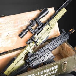 2 Creative AWM Sniper Rifle Barrett AKM Building Blocks, M24 Military Ornaments Series Modle Set Boy Adult Toys Birthday Gifts