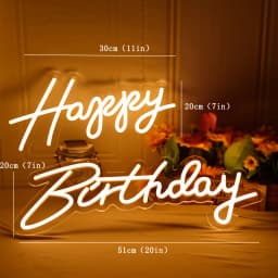 Large Size 'Happy Birthday' Customizable LED Light Neon Sign with Clear Acrylic Backer Dimmable Flexible Party Decor
