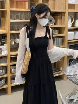plus Size Summer Dress Women's Strapless Sun Protection Skirt Set Hepburn Style Black Dress Shoulder Covering Soft Polyester