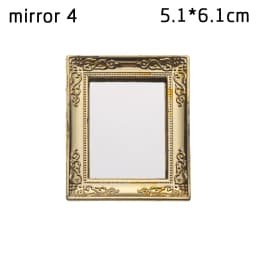 1:12 Scale Vintage Gloden Frames Miniature Oil Painting Dollhouse Ornament Mini Picture Retro Mirror Kids Toys Doll Accessories