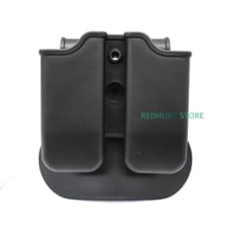 Tactical Double Magazine Holster Universal 9mm .40 Caliber Stack Mag Holder with 1.5-2 Inches Belt Clip and Paddle for Hunting