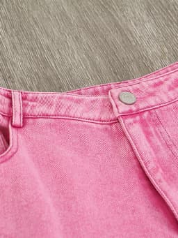 [EAM] High Waist pink Color Hollow Out Wide Leg Pants New Loose Fit Trousers Women Fashion Tide Spring Autumn 2026 1DH2146