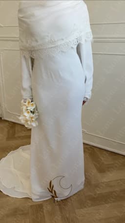 Luna Customized Long Sleeves Muslim Wedding Dresses with Lace Cape Sleeves Court Train Bridal Gown 2026 New Evening Gown
