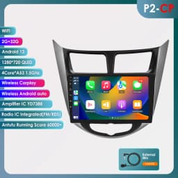 Hizpo Android Auto 2 Din For Hyundai Solaris Verna Accent 1 2010-2016 Car Radio Multimedia Video Player Carplay 4G WIFI GPS 7862