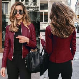 Autumn and Winter Women's Large Size Leather Jacket Fashionable Solid Color Slim Street Elegant Versatile Top PU Suit Jacket