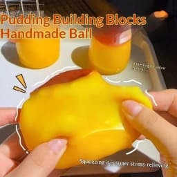 Caramel Pudding Squeeze Toy Crispy Crunch Sound Stress Relief Sensory Fidget Toy for Kids Adults Fun Food Shaped Desk Decor Gift