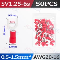 50PCS Fork Crimp Terminals Electrical Wire Connectors M4/M5/M6 U Type Insulated Spade Lugs For Quick Splicing Cables Connection