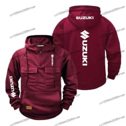 Suzuki men's hoodie, printed training jacket, half-zip hip-hop top, pullover sweatshirt, spring/autumn style, 2026.