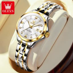 OLEVS Top Original Quartz Couple Watch Roman Scale Diamond Dial Luxury Watch For Men Women Rhombus Strap Waterproof Hand Clock