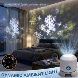 Snowflake Projector Light 360°Rotating Dynamic Christmas Snowflake Projector USB Rechargeable Night Lamp for Bedroom Party Decor