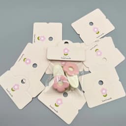 50pcs/lot Foldable Packaging Paper Cards 6.4x4cm Pink Bow Cards for Handmade Jewelry Retail Hang Tag Flowers Display Cardboard