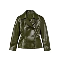 Leather Coat Skirt Women's Set Lapel Double Breasted Slim Coats Hip Package Skirts Female Sets 2025 Autumn Fashion Lady Suits